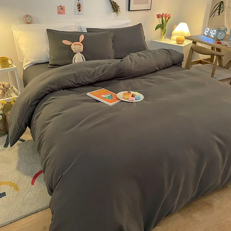 Solid Color Duvet Cover Double/Queen Size Anti-Mite Durable Comforter Cover Simple (No Pillowcase) bedspread quilt cover