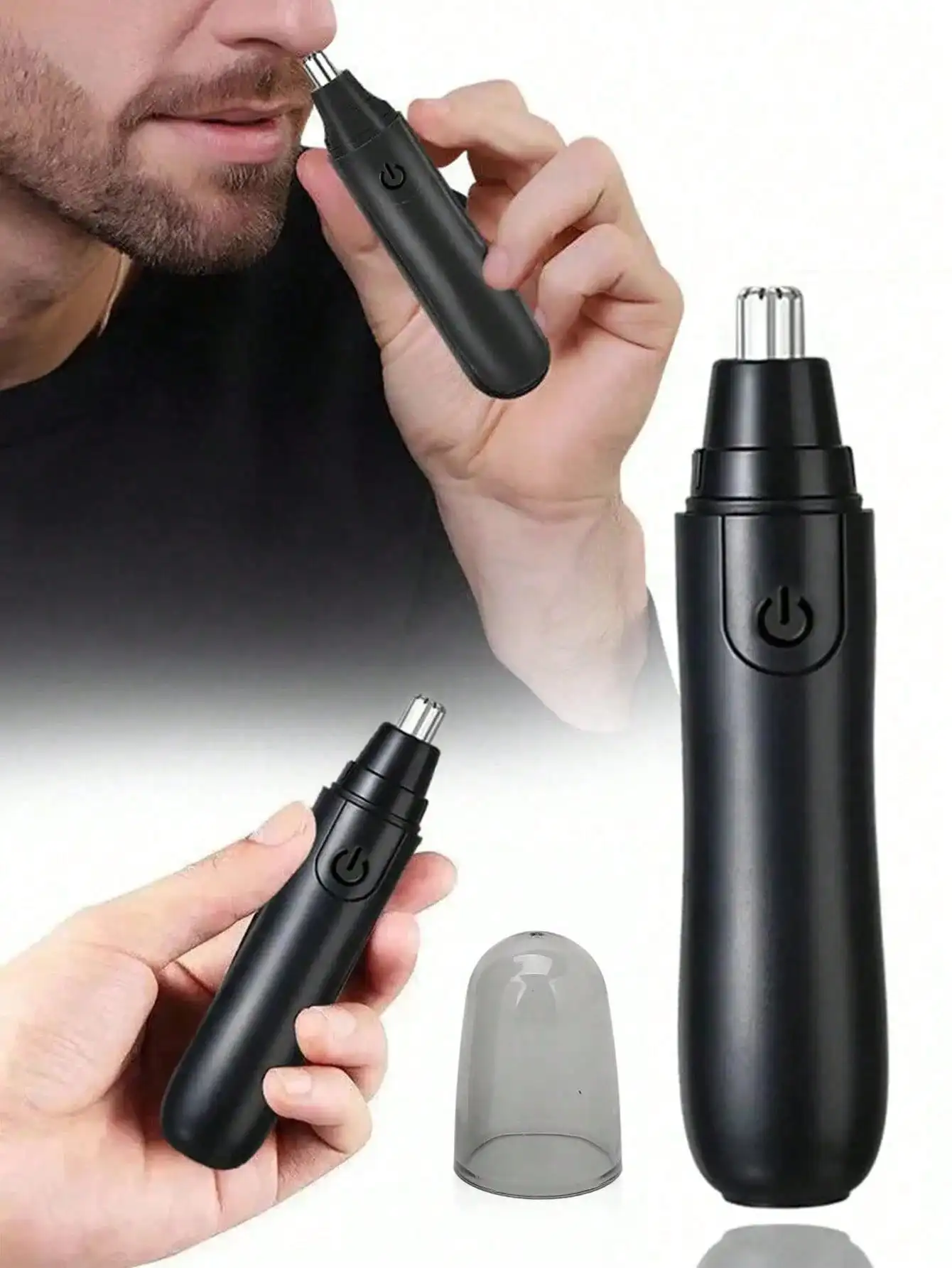 Hair Trimmer Electric Nose And Ear With Stainless Steel Doubled Winged Blade Painless Portable Battery-Operated