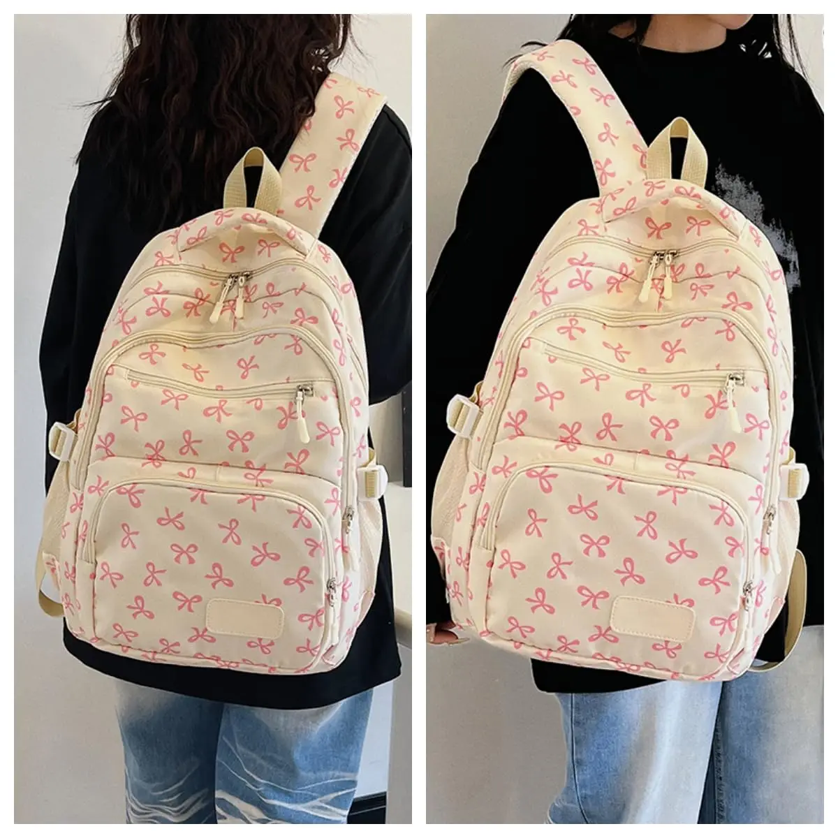 Backpack for Girl Cute Backpack Bow Full Travel Bags Lightweight Backpack Class Bags for Girl High School Students School Bag - 3