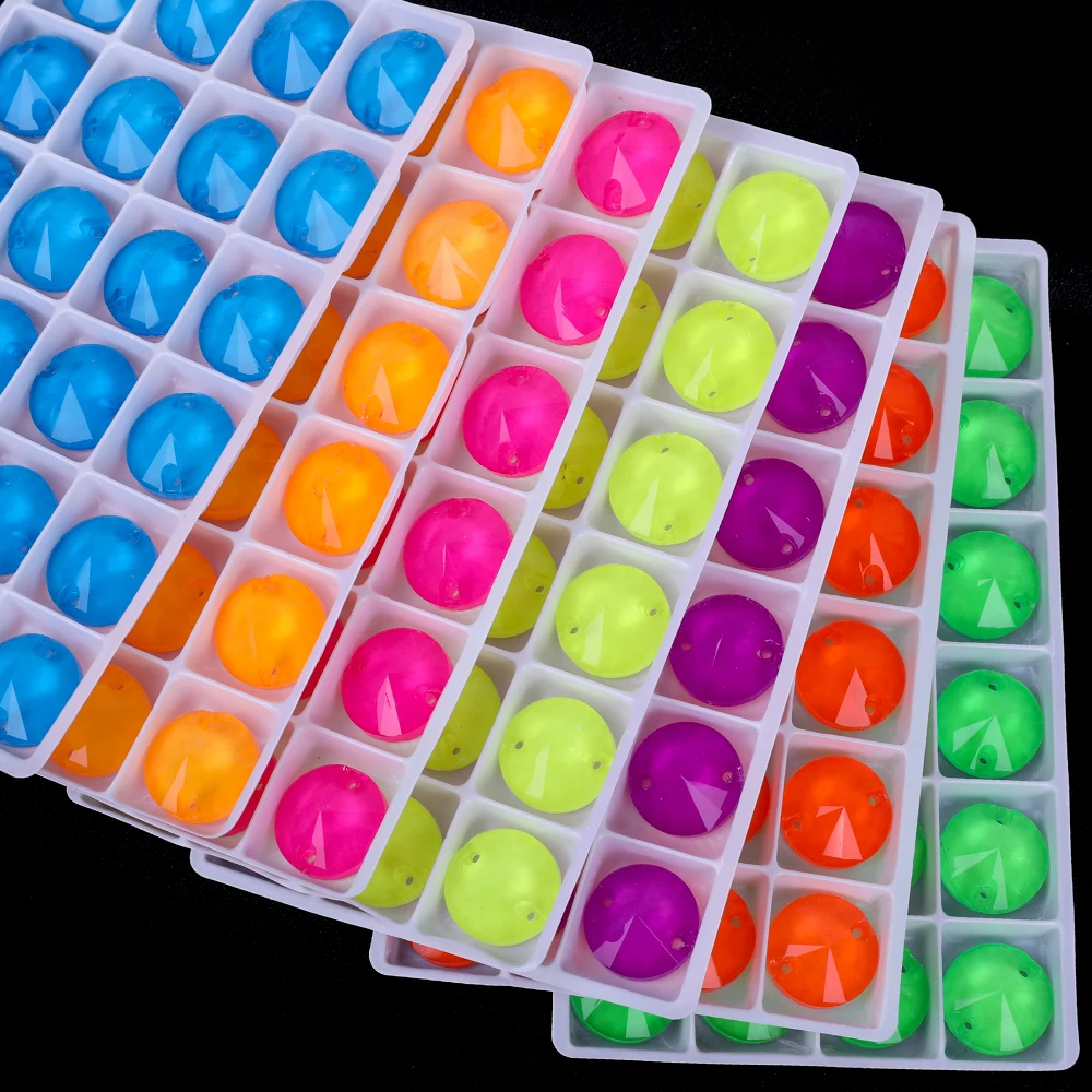 VC Neon Fluorescent Roundness Sew on Rhinestone Sewing Diamond Glass Diamond Flatback DIY Accessories Wedding sewing stones
