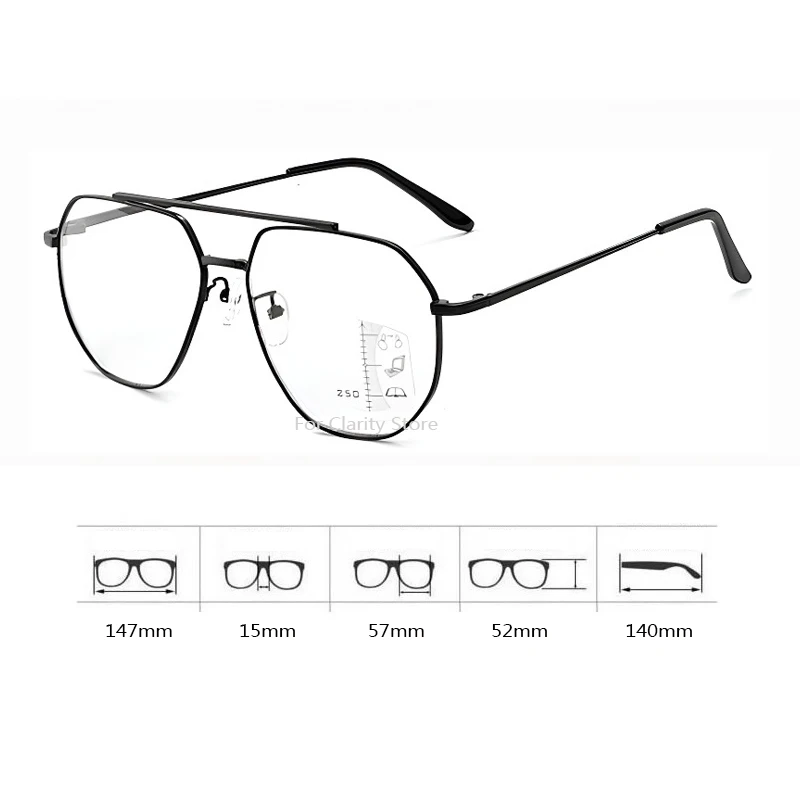 New Pilot Photochromism Progressive Multifocal Reading Glasses Men Presbyopic Glasses Blue Light Computer Grade Glasses 5