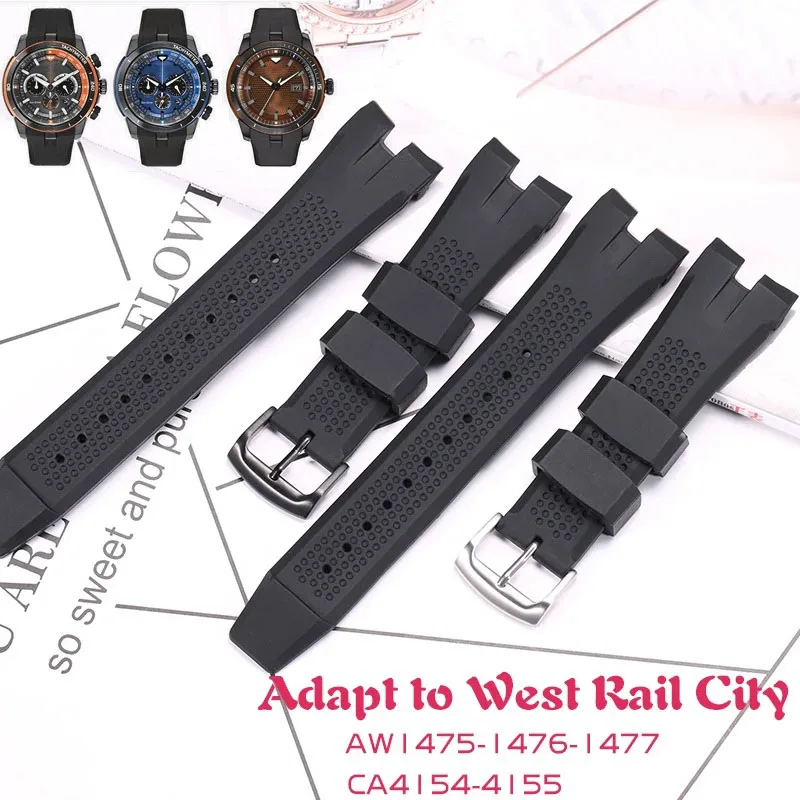 thumbnail image 2 of Correa de silicona para reloj Citizen AW1475 1476 CA4154 4155, pulsera deportiva de goma resistente al agua para hombre, 2 of 5