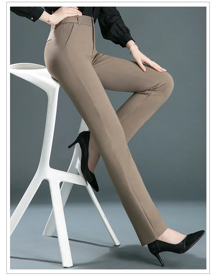 High-QualityWomen's Spring and Autumn Elastic High Waist Thin Straight Pants Knitted Extra Large CasualLeggings Y2k Pants S-10XL