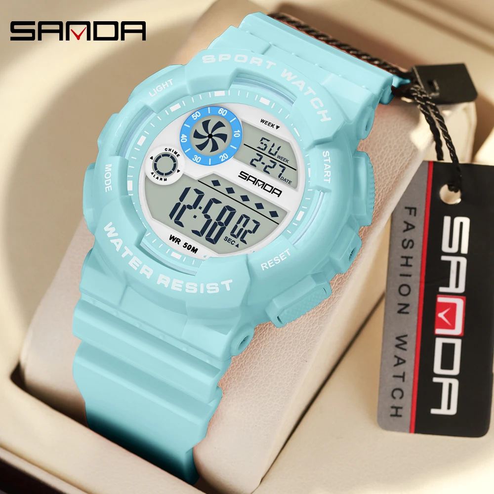 

SANDA 6114 Luxury Military Electronic Watch LED Waterproof Shockproof Sport Individual Student Children's Digital Wristwatches