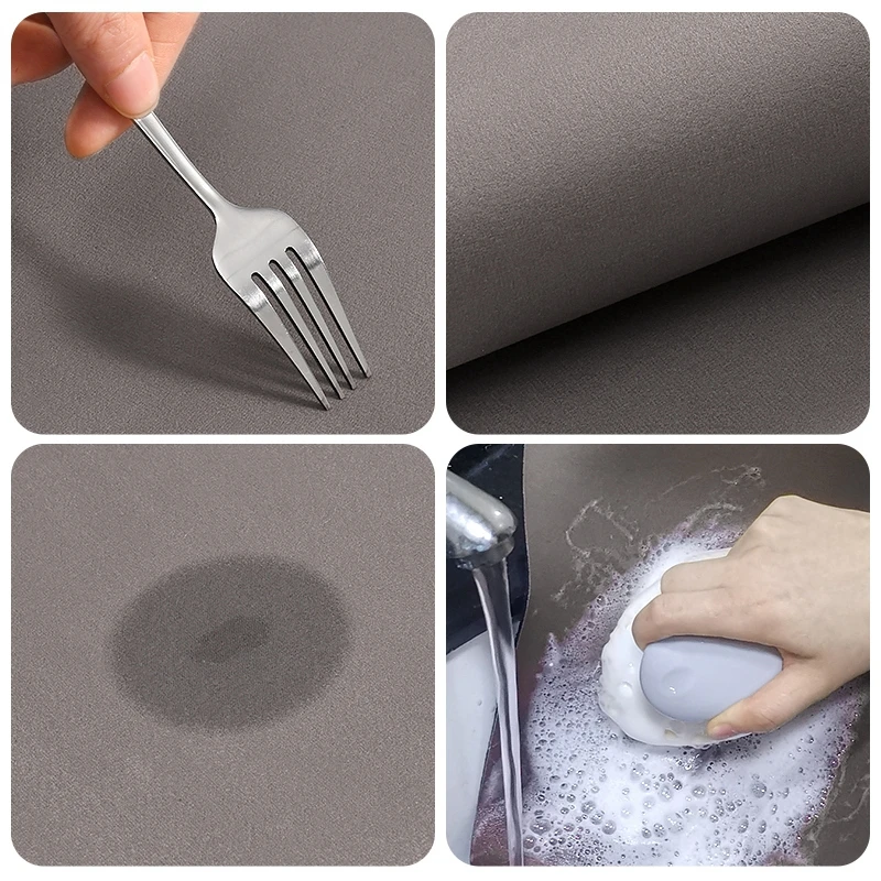 Nappa Skin Faucet Splash Catcher Absorbent Mat Printed Sink Splash Guard Countertop Protector Drying Pads For Kitchen Bathroom