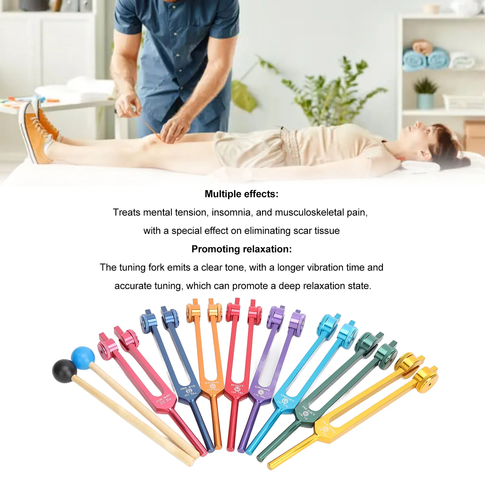 Tuning Fork Set Corrosion Resistant Aluminum Alloy Resonant Tuning Fork Set Multi Effects for Pressure Relief for Therapists 6