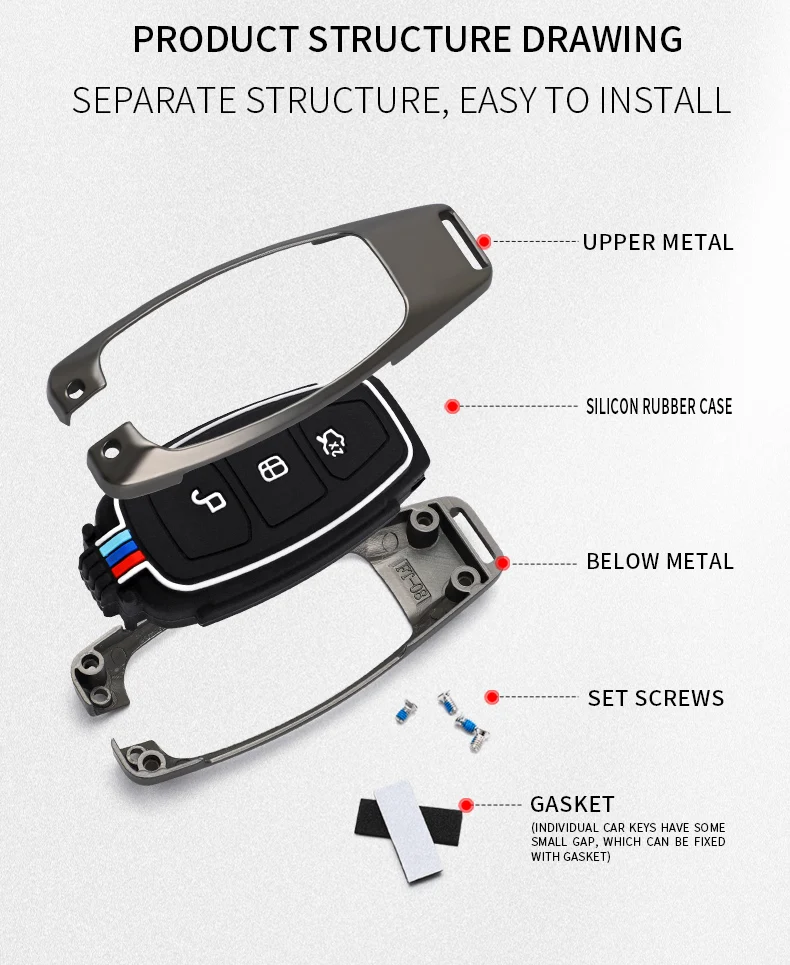 Nuova custodia per chiave auto in metallo copertura completa per Peugeot 308 408 508 2008 3008 4008 5008 Citroen C4 C4L C6 C3-XR accessori Smart Shell - Sf1a6de491140493baa39ba7ba0aade5fG