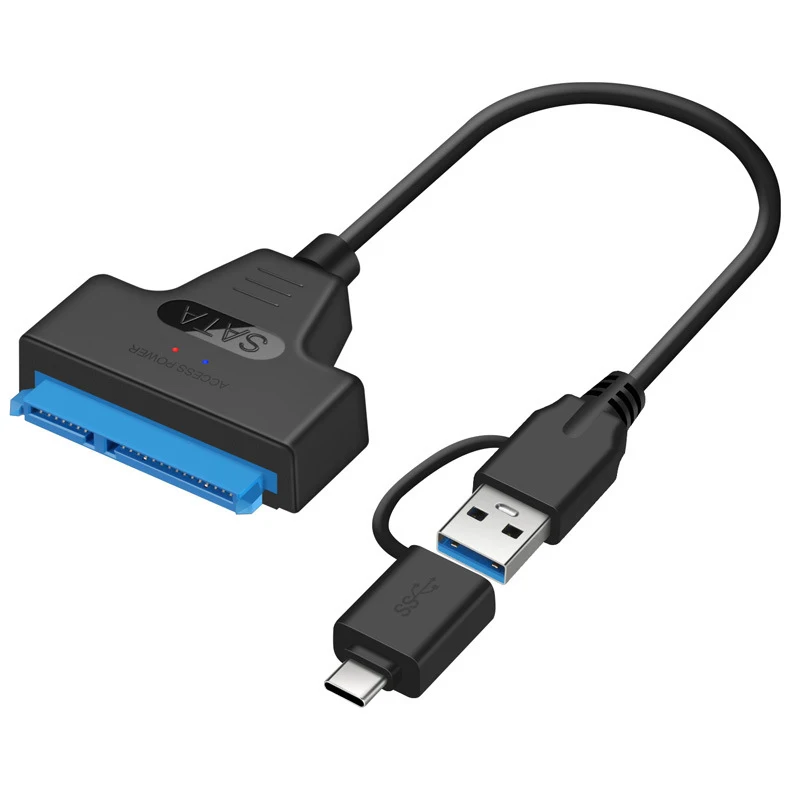 SATA para USB 3.0 e 2.0 Tipo-C Adaptador, Cabo Sata, até 6 Gbps, Suporte 2.5 