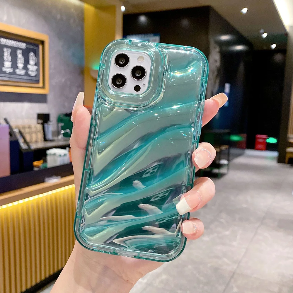 thumbnail image 1 of Fundas de teléfono con láser de espejo para iPhone 16 Pro Max Funda para iPhone 13 15 Plus 12 14 11 13 X XR XS 6 8 7 SE Bling Aurora Funda trasera suave, 1 of 5