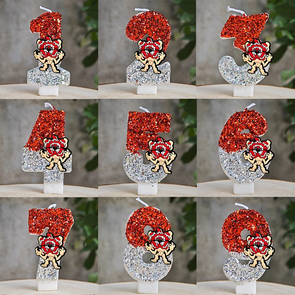 Stranger Eleven Robin Barb Steve Dustin Theme Candles 0-9 Number Cake Decorating Birthday Party Cake Topper Kids Gifts Supplies
