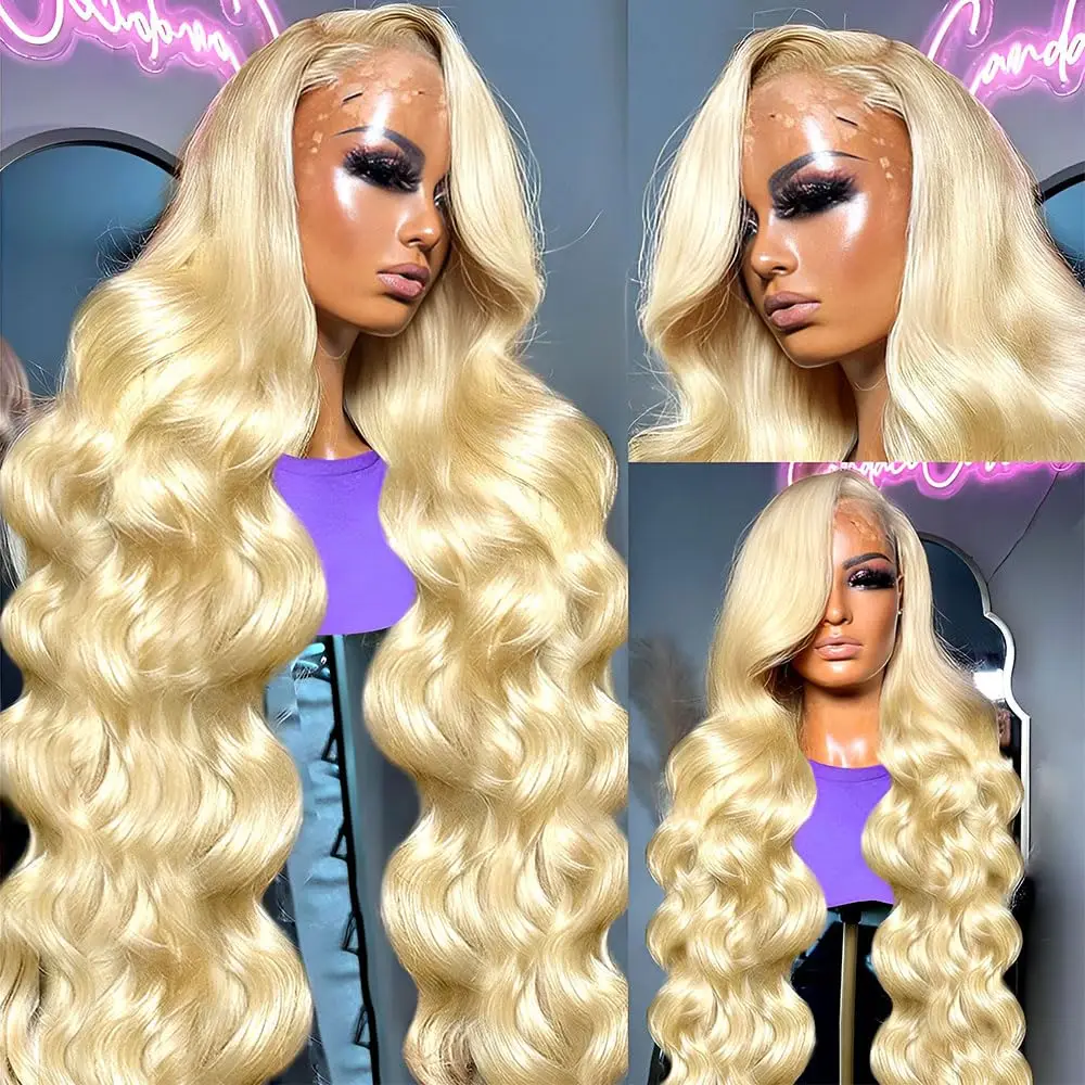 613 13x6 250% Body Wave Lace Front Wig Human Hair Blonde Wig Human Hair Blonde Body Wave Lace Front Wigs Human Hair Pre Plucked