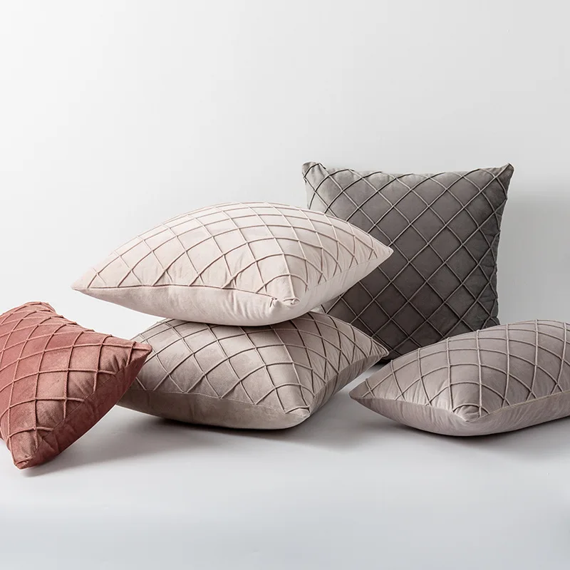 

Home Luxury Waist Pillows Case Rhombic Velvet Cushion Cover 45x45 Pillowcase Rhombic Lattice Velvet Pillow Cover