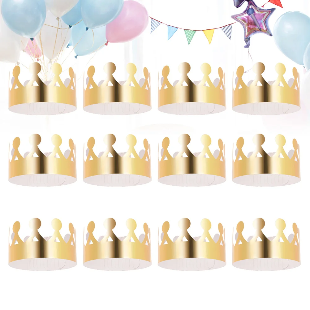 Golden Paper Crown Party Hat Photo Props for Birthday Celebration Baby Shower 24pcs (M14)