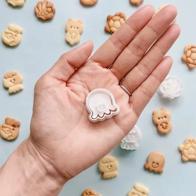 Jellyfish Sea Turtles Octopuses Fondant Tools Biscuit Moulds Marine Animal Cookie Cutter Sugar Craft Baking Pastry Stamp Mold 3