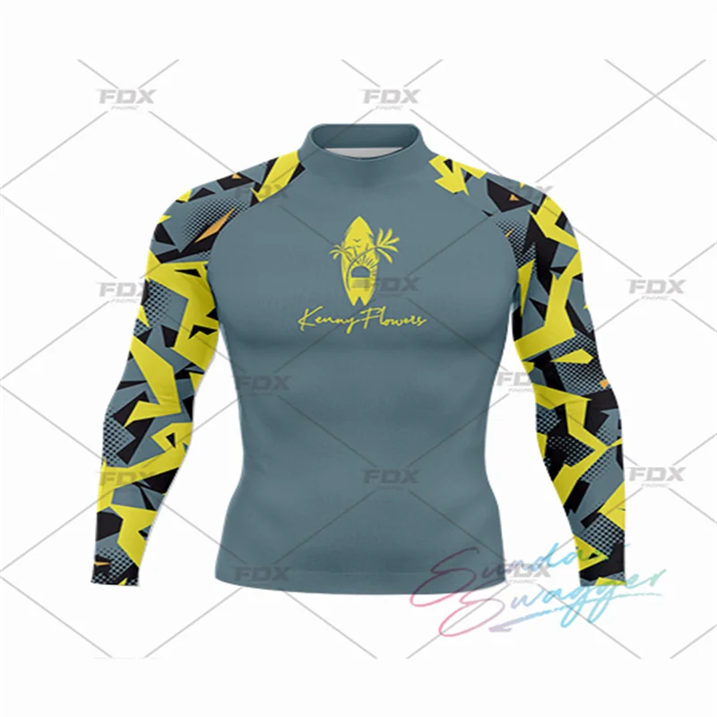 Men Surf Sunscreen Diving Suit Rash Protection T-Shirt Swimsuit Tight Short-Sleeved Swimming Floating UV Protection Diving Suit