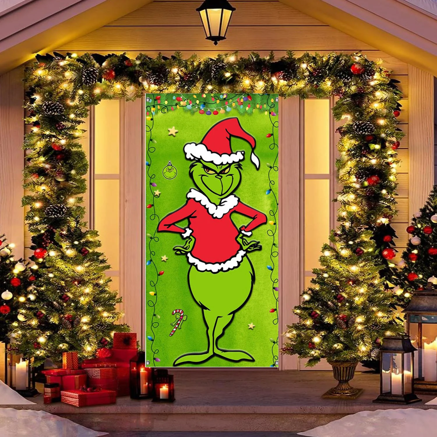 Door Cover Decoration 90 * 180cm monster Thief Shaped Christmas Door Cover and Banner Decoration Christmas Party