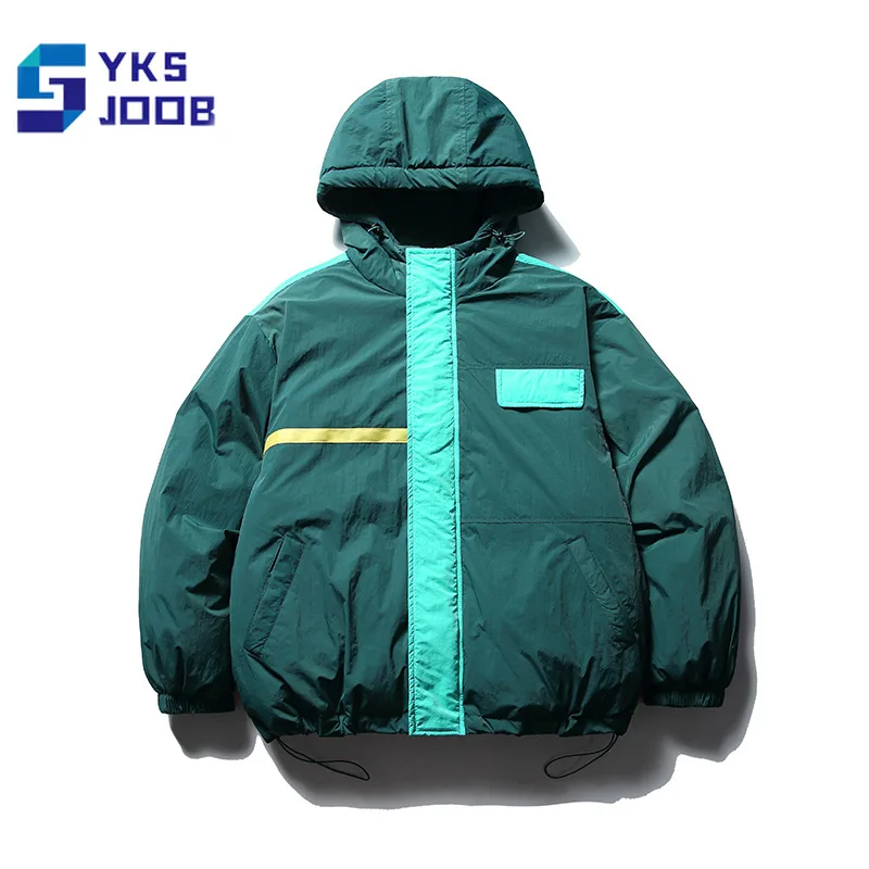 

Contrast Panel Hooded Cotton Coats Men's Casual Vintage Drawstring Patch Windpoof Warm Jacket Fashion Oversize Winter Jackets