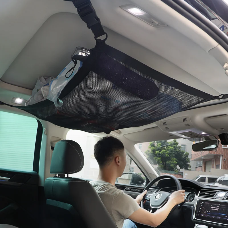 Car Storage Bag Roof Cargo Net SUV Ceiling Organizer
