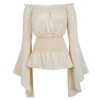 Chemise à manches longues pour femmes, Chemise médiévale Renaissance pour filles victoriennes, gothique rétro paysanne, épaules dénudées, haut résistant 1