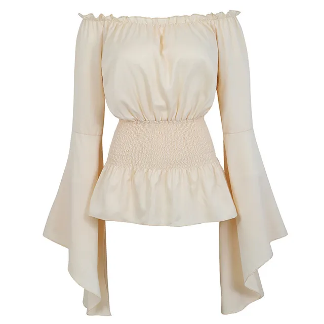 Chemise à manches longues pour femmes, Chemise médiévale Renaissance pour filles victoriennes, gothique rétro paysanne, épaules dénudées, haut résistant 1