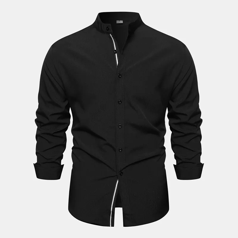 2023 New Spring Autumn Social Shirt Men Solid Color Long Sleeve High Quality Brand Shirt for Men Casual Men's Clothing Blouse
