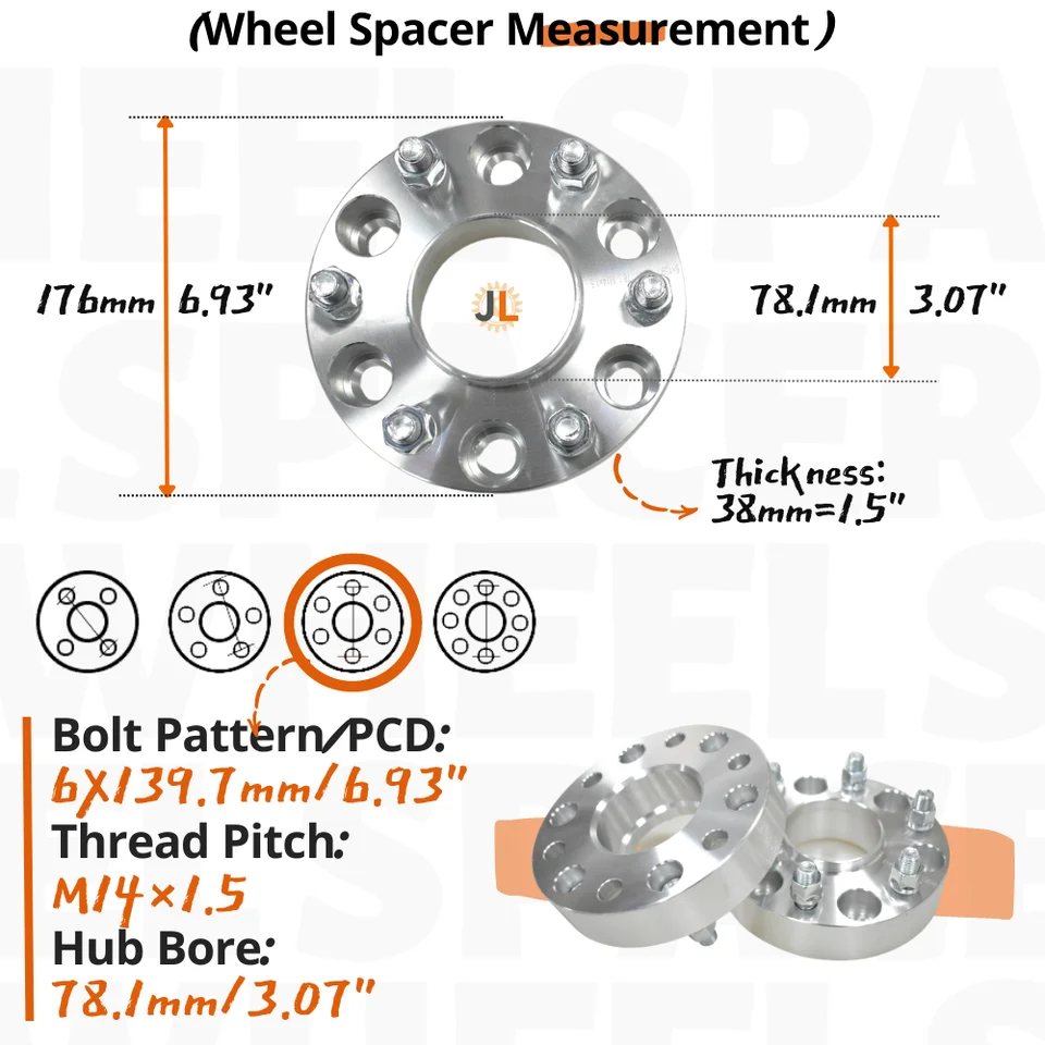 HHCSOP 6x5.5 Wheel Spacers For Chevy GMC, 1.5" 6x139.7mm Wheel Adapters 78.1mm Bore 14x1.5 Studs For Silverado Tahoe Avalanche Suburban Express Sierra - View #7