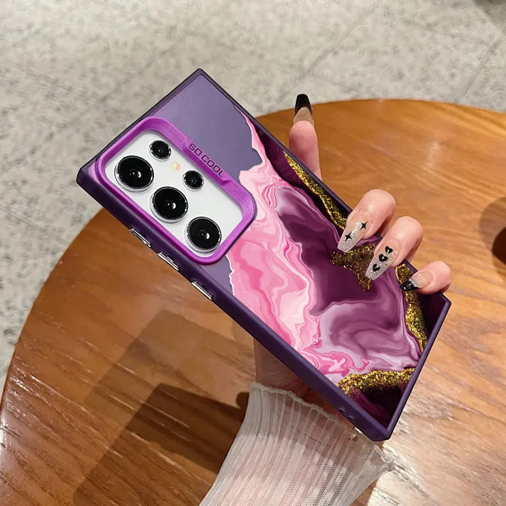 Matte TPU Phone Case with Marble Smiling Face Design - Hard Back Cover