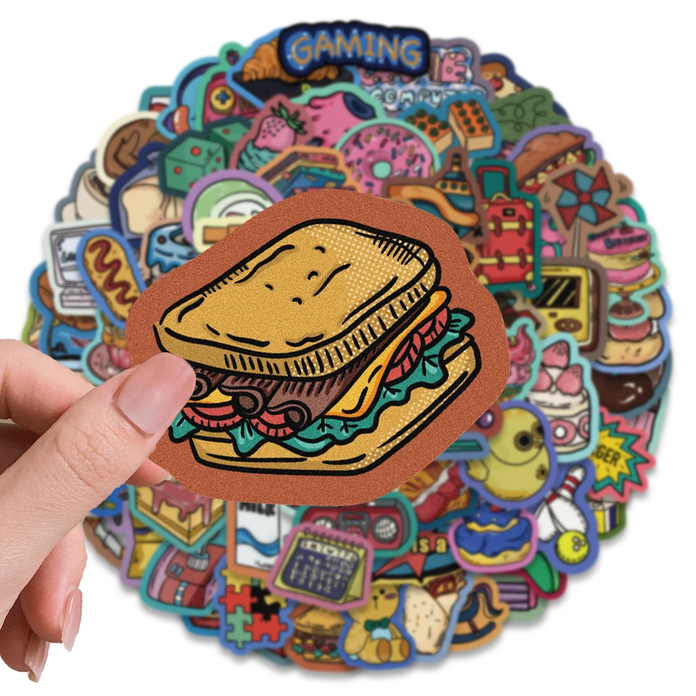 80Pcs Vintage Mix Carnival Graffiti Sticker For Skateboard Guitar Laptop Luggage Motorcycle Scrapbook Food New World Decal Decor