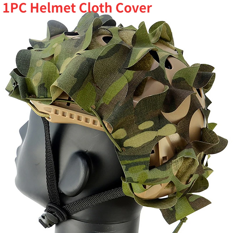 

3D Tactical Camo Net Helmet Cover Laser Cut Nylon Drawstring Helmet Scrim Wargame Outdoor Paratrooper Accessories