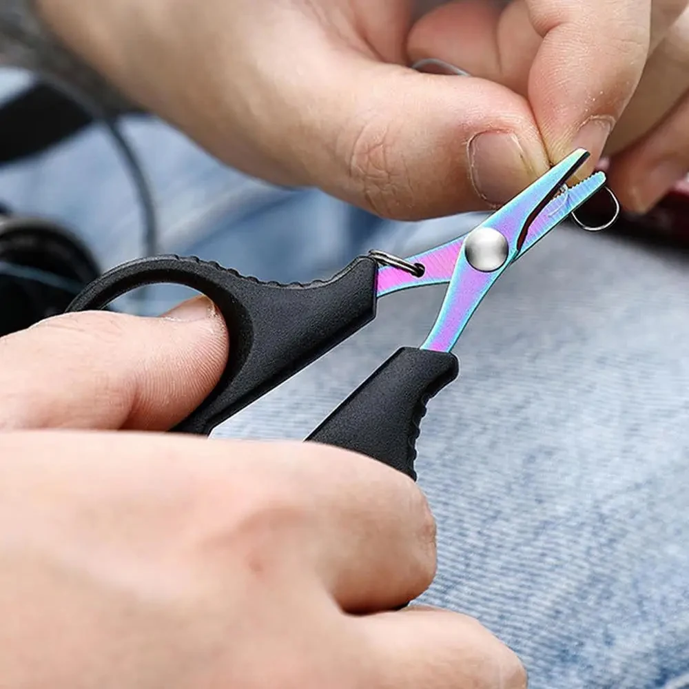 Portable Titanium Coated Mini Fishing Scissor Stainless Steel Scissors for cutting PE Braid Line Lure Fishing Tool Accessories