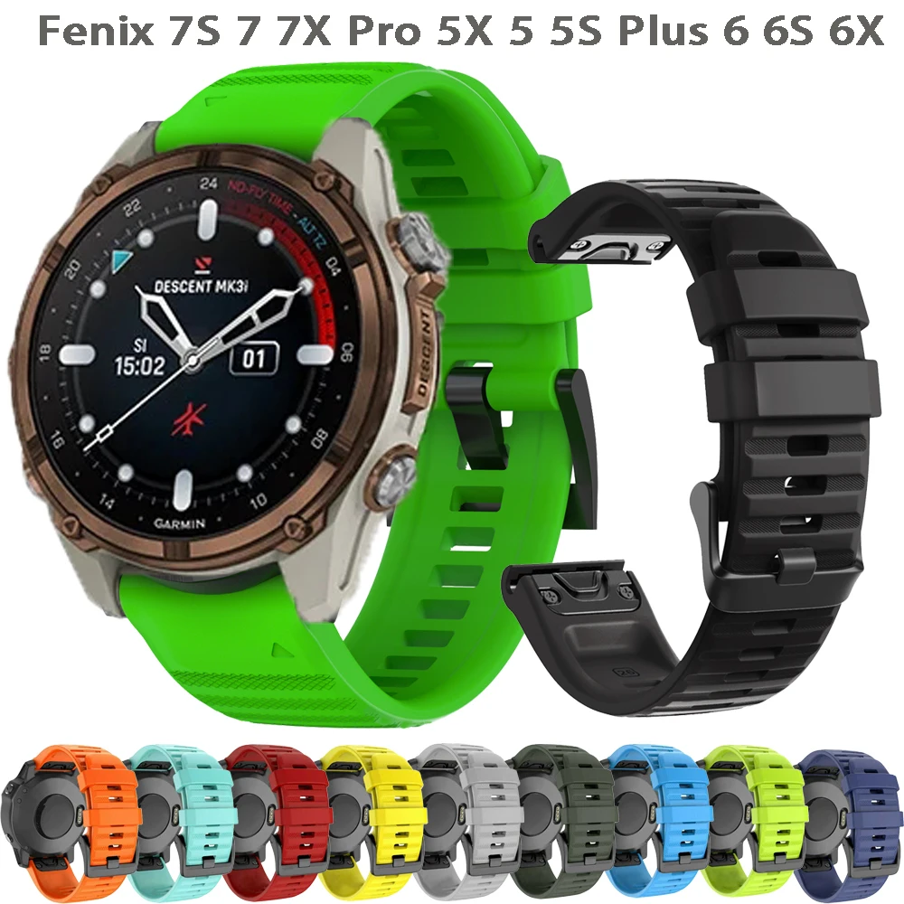 

Ремешок для часов Garmin Fenix 7S 7X 7 6 6S 6X Pro 5 5X 5S Plus 3HR 935 745, силиконовый браслет Easyfit, 26 22 20 мм Correa