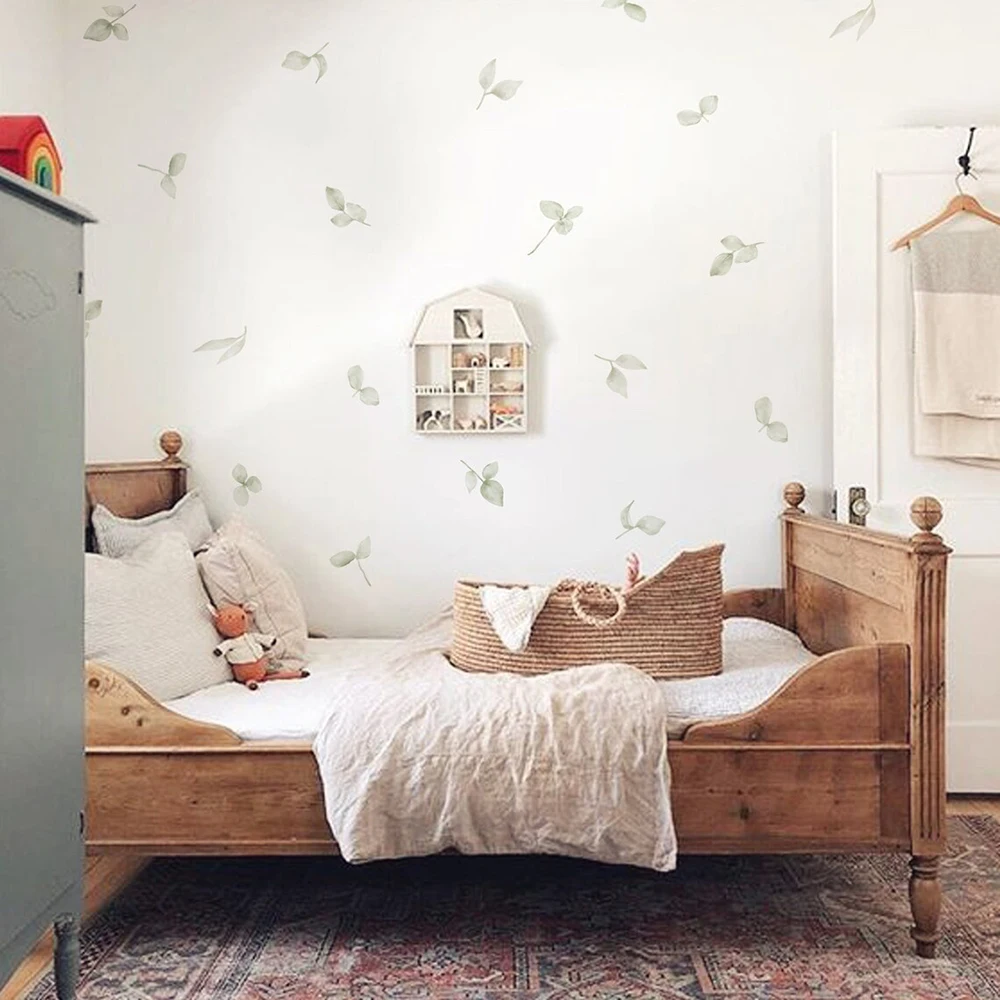 Boho-Green-Leaves-Hand-Drawn-Wall-Stickers-Vinyl-Nursery-Removable-Wall-Decals-for-Kids-Room-Living