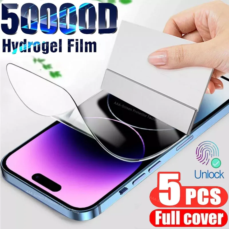 5 Stuks Hydrogel Film Volledige Cover Voor Iphone 11 12 13 14 Pro Max