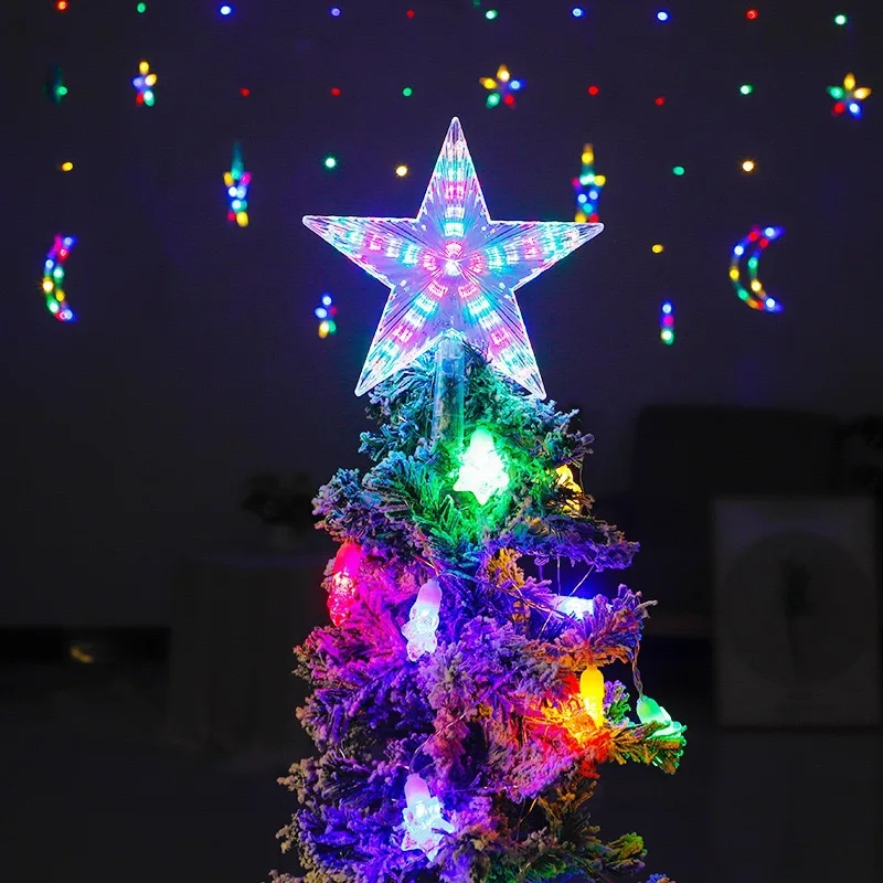 

Christmas Tree Toppers LED Pentagram Lamp Window Atmosphere Decoration Colored Lights Christmas Tree Ceiling Lights