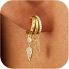 Boucles d'oreilles Triple Huggie plaquées or 14 carats pour femmes, chaîne scintillante CZ, pompon hypoallergénique, bijoux cadeaux