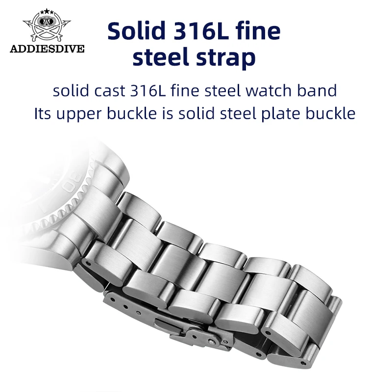 ADDIESDIVE Men\'s Quartz Wristwatch Calendar Super Luminous 316L Stainless Steel 200meters Diving Watches for Men Reloj de cuarzo