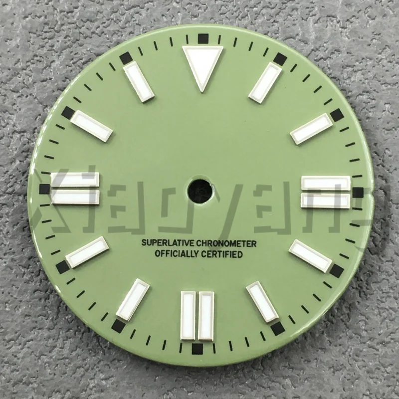 Sterile Glossy Green Luminous Watch Dial, 29mm