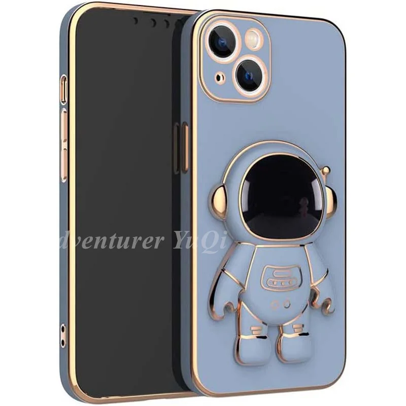 6D Plating Astronaut Hidden Stand Case Cover for iPhone 11 12 13 XS Pro Max X 7 8 Plus Folding Bracket with Camera Protecttor apple 13 pro max case