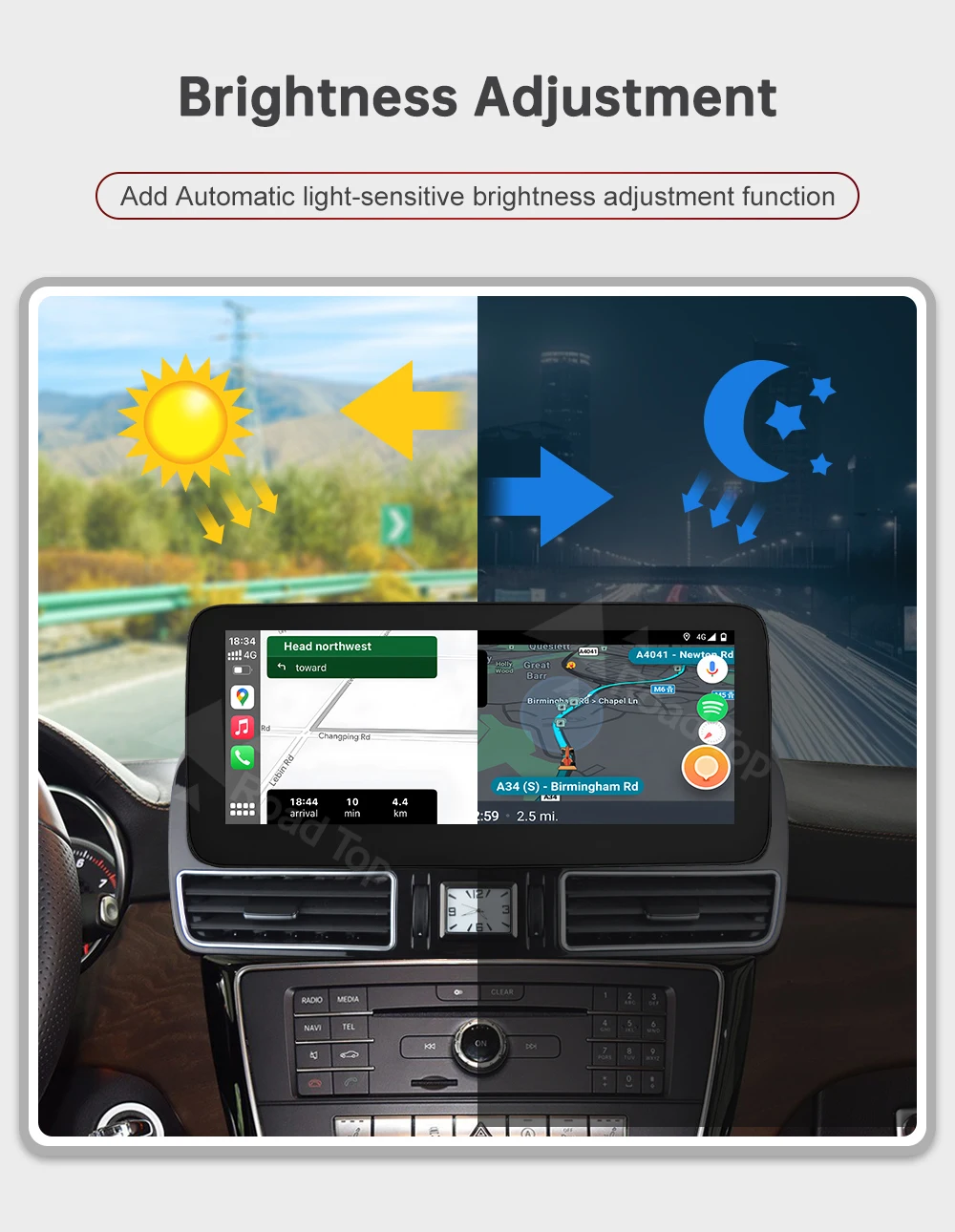 RoadTop 12,3-Zoll Kabelloses CarPlay Android Auto Multimedia Linux Touchscreen für Mercedes-Benz GLE GLS 2016-2018 NTG5.0 System – Detail 6