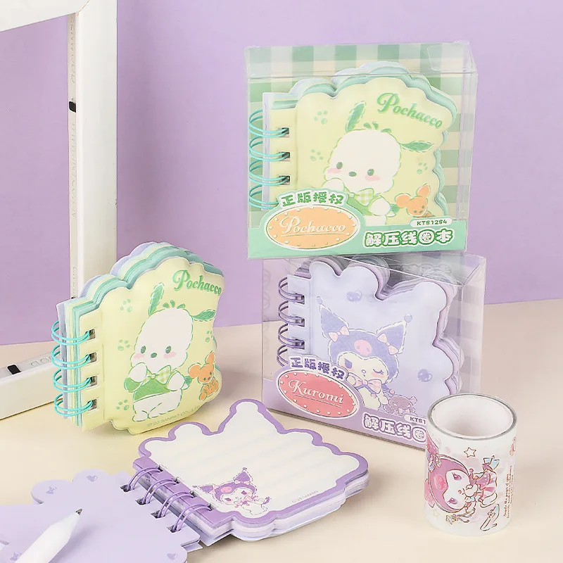

New 2Pcs Sanrio Pachacco Kuromi Unzip Coil Book Creative Cute Mini Portable Notebook Journal Planner School Office Supplies
