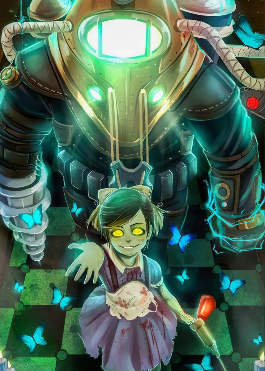 thumbnail image 1 of Póster de Bioshock Rapture con diseño de fan art, pintura en lienzo, impresiones de Big Daddy Little Sister, arte de pared, pintura en lienzo, imagen para decoración del hogar, 1 of 5