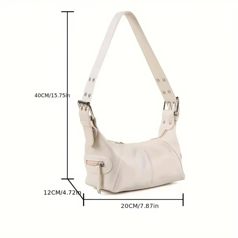 Underarm bag cool pull girl niche design shoulder bag retro leather zipper handbag shoulder bag