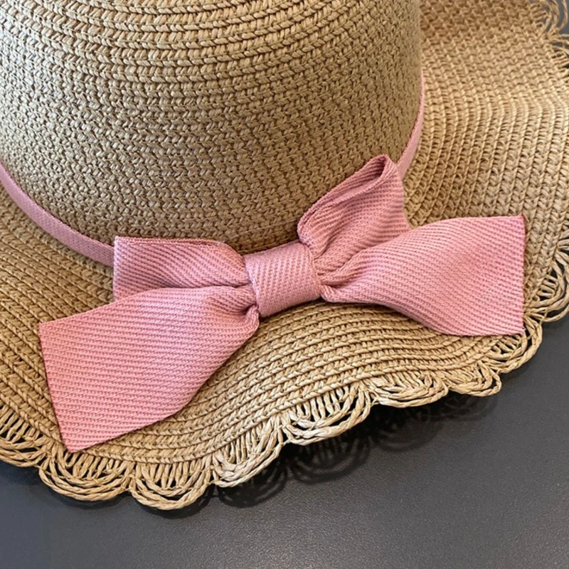 Girls Straw Sun Hat 2-7Y - Summer Beach Fisherman Cap