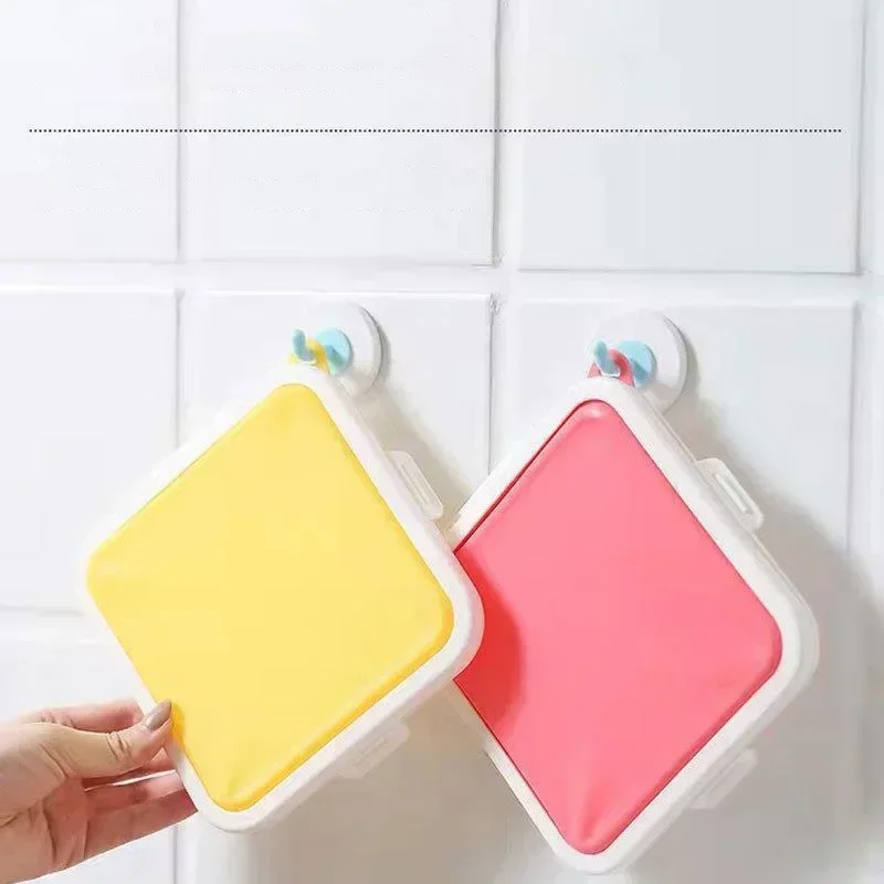 1pc Portable Sandwich Crisper Toast Storage Box Silicone Reusable Microwave Lunch Box Can Be Hung To Store Lunch Food Container