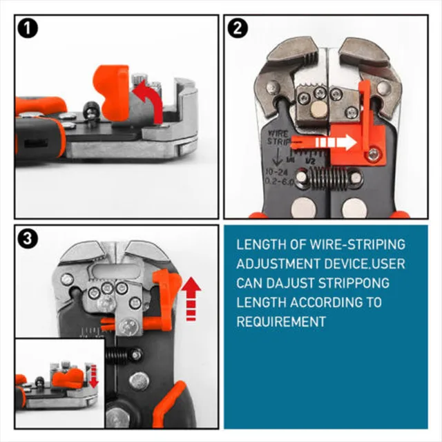 5 IN 1 Automatic Wire Stripper Cutter Crimper Tools Professional Electrician Wire Tool Electrical Cable Terminal Tool Orange 3