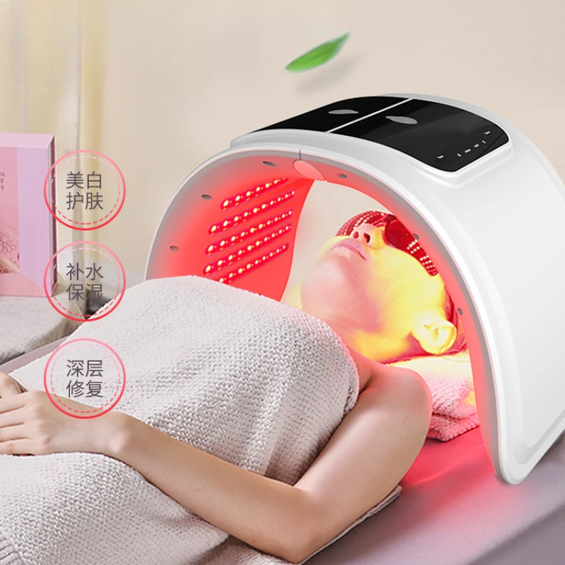 LED 컬러 PDT 페이셜 마스크 라이트, 광역학 콜드 나노 워터 분무기, 스킨 케어 회춘 광자 치료 램프, 레드 블루 라이트