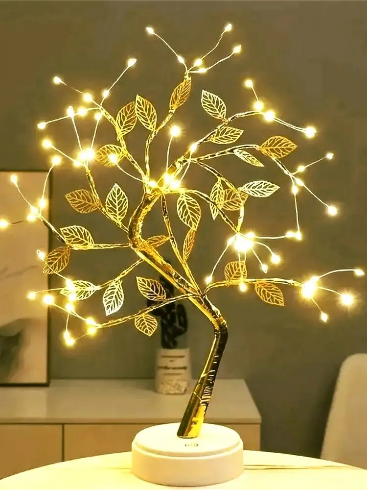 Baum LED Fee Licht USB Tisch Lampe Einstellbare Touch Schalter DIY Künstliche Weihnachten Baum Fee Nachtlicht Hause Weihnachten Dekoration – Detail 1