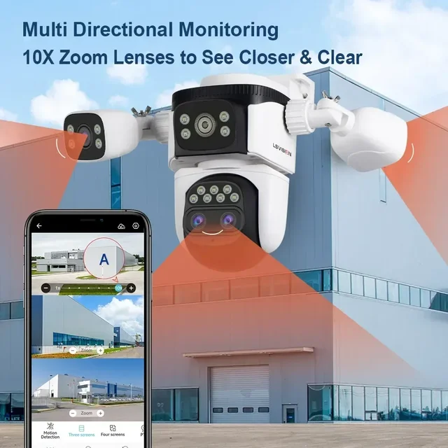 LS VISION 20MP Four Screens WiFi Security Camera Outdoor 10X Optical Zoom Four Lens Human Auto Tracking Waterproof CCTV Cameras 3