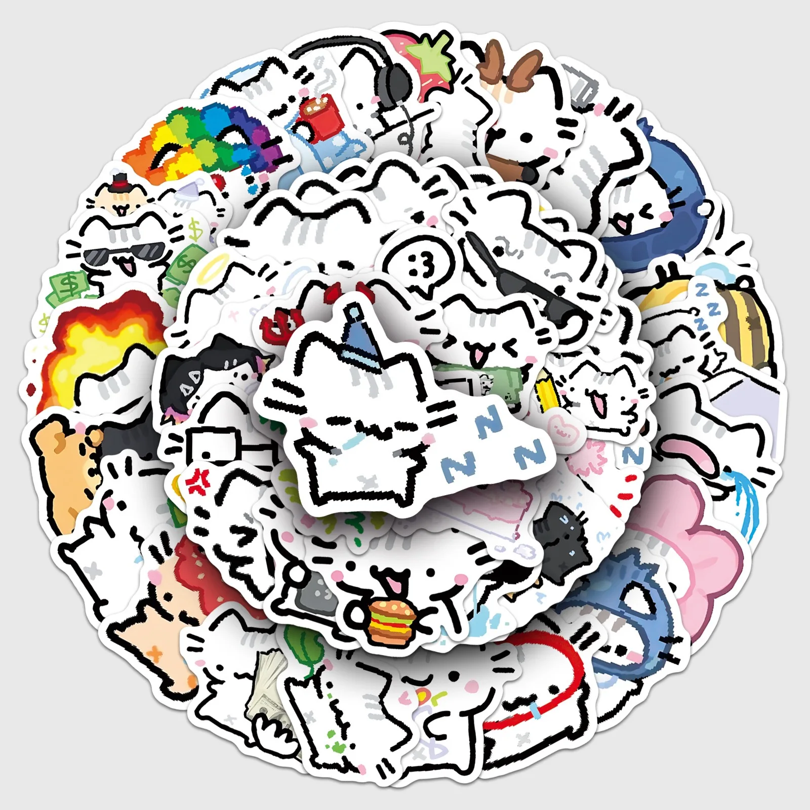 50pcs 귀여운 포키 고양이 스티커 카와이 동물 밈 그래피티 데칼 수하물 노트북 전화 기타 자동차 자전거 스케이트 보드 스티커