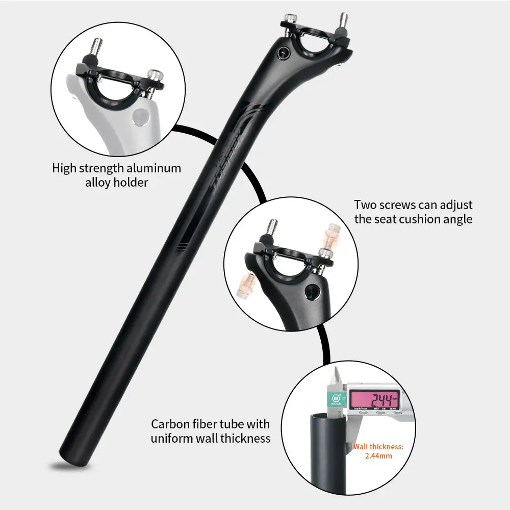 TOSEEK 탄소 시트 포스트 27.2 31.6mm 길이 400mm 매트 블랙 MTB 도로 자전거 시트 포스트 시트 튜브 자전거 부품 MTB 탄소 카누